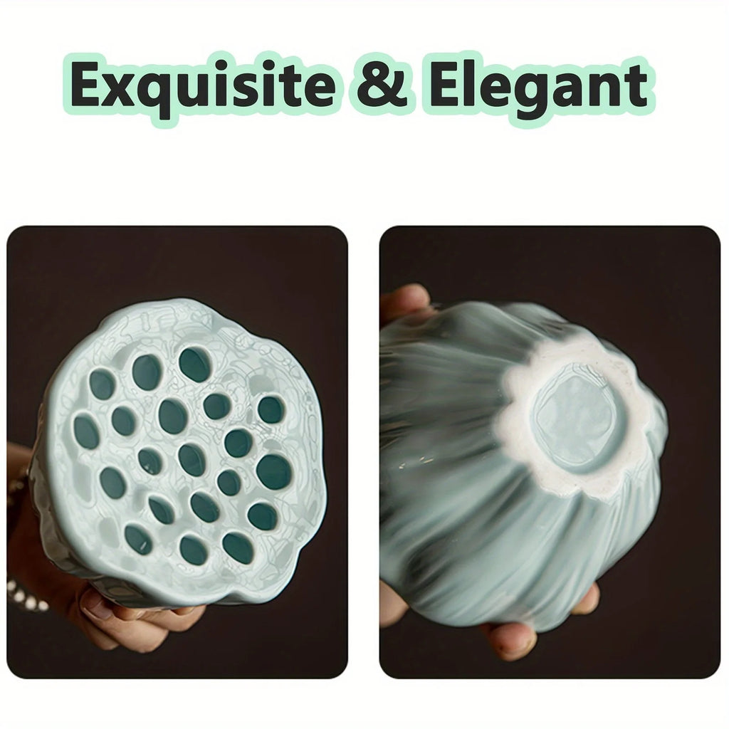 Flower Arranging Vase, 1 Pc Lotus Shaped Ceramic Flower Pot Lotus Pod Floral Arrangement Art for Home Office Decoration Zpaxo