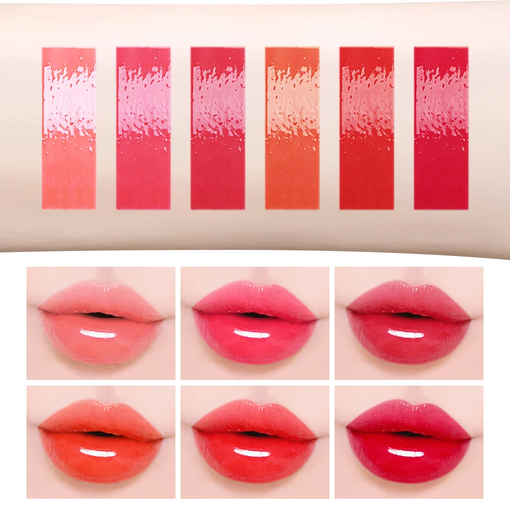 6-Piece Lipstick Set, Easy to Apply, Non-Stick, Moisturizing Lip Gloss in Red, Brown, Pink, Base Lip Gloss, Holiday Makeup, Performance, Gift Lip Gloss Set Zpaxo