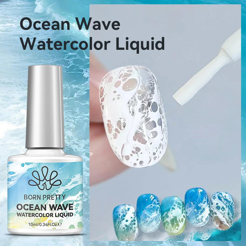 10ml White Bubble Ocean Wave Gel Nail Polish Summer Lace Hollow Gradient Blooming Wave Nail Gel Watercolor Liquid Nail Art Glue Zpaxo