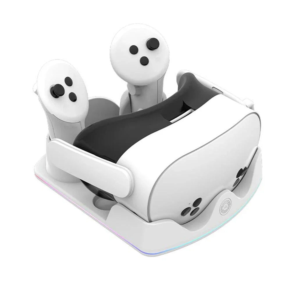 Charging Dock Meta Quest 3S VR Headest Fast Station RGB Light Stand 3 Zpaxo