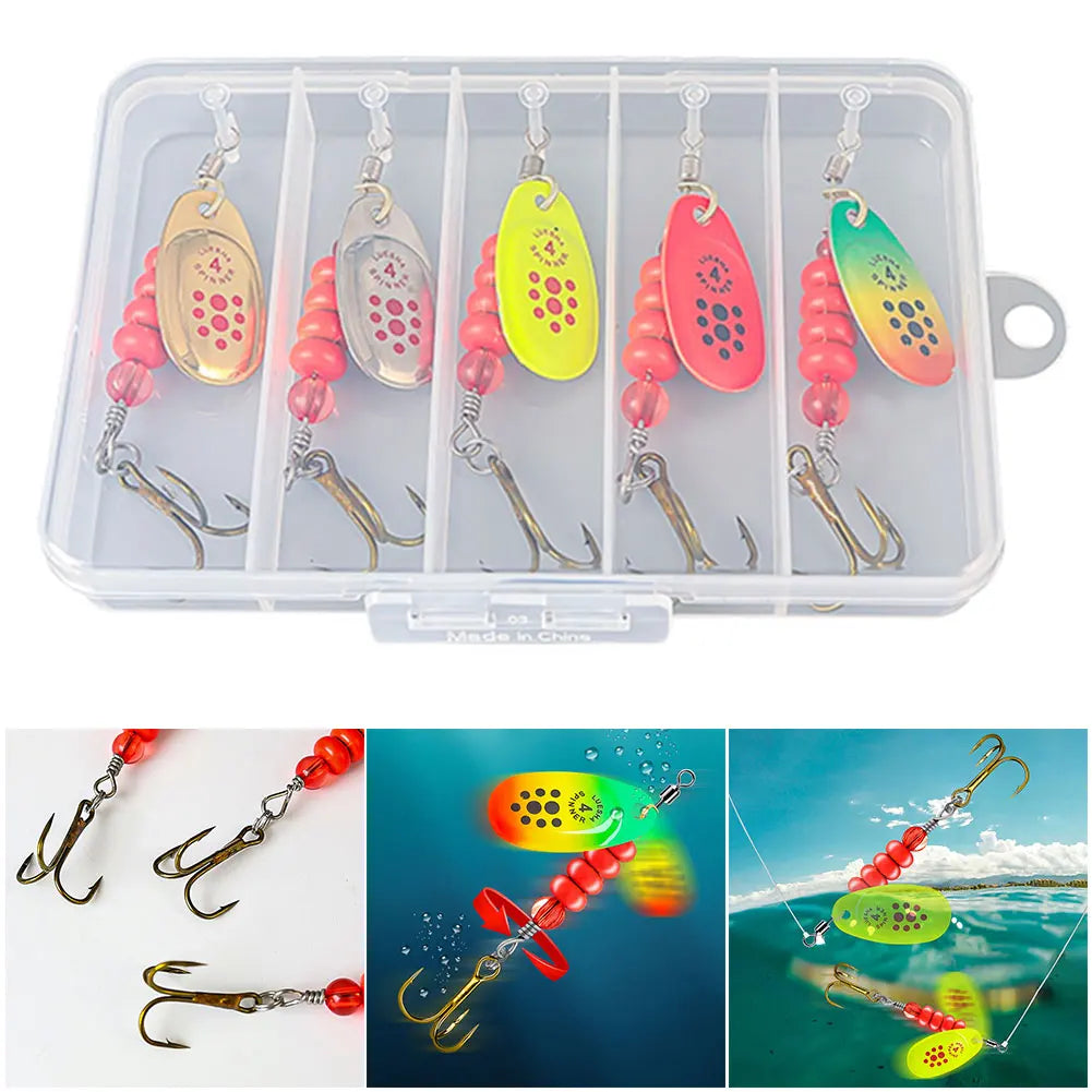 Metal Spoon Spinner Fishing Lure Tackle Box Artificial Bait Pike