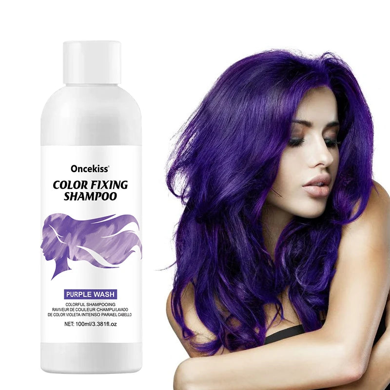 Semi-permanent Hair Color Dye Shampoo,Unisex Color Protecting And Fixing Shampoo Instant Hair Color Long-lasting Shine Hair Care Zpaxo PURPLE