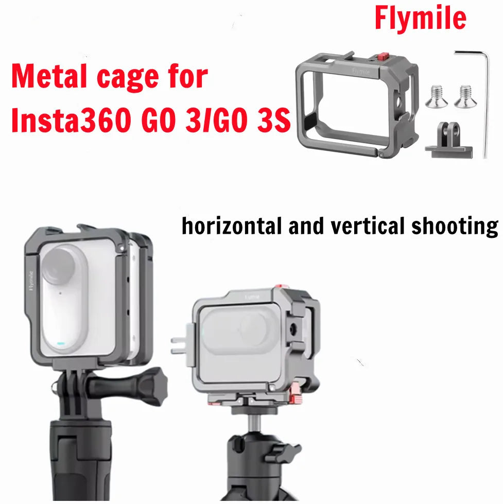 Insta360 GO 3/GO 3S Aluminum Cage Frame with Cold Shoe Mount Camera Cage Frame Zpaxo