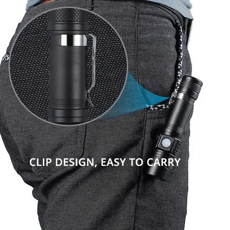 KDULIT T6 LED Zoomable Flashlight – USB Rechargeable, Waterproof