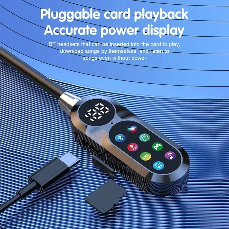 HD Screen Bluetooth 5 4 Headphones Neckband Earphones TWS Wireless