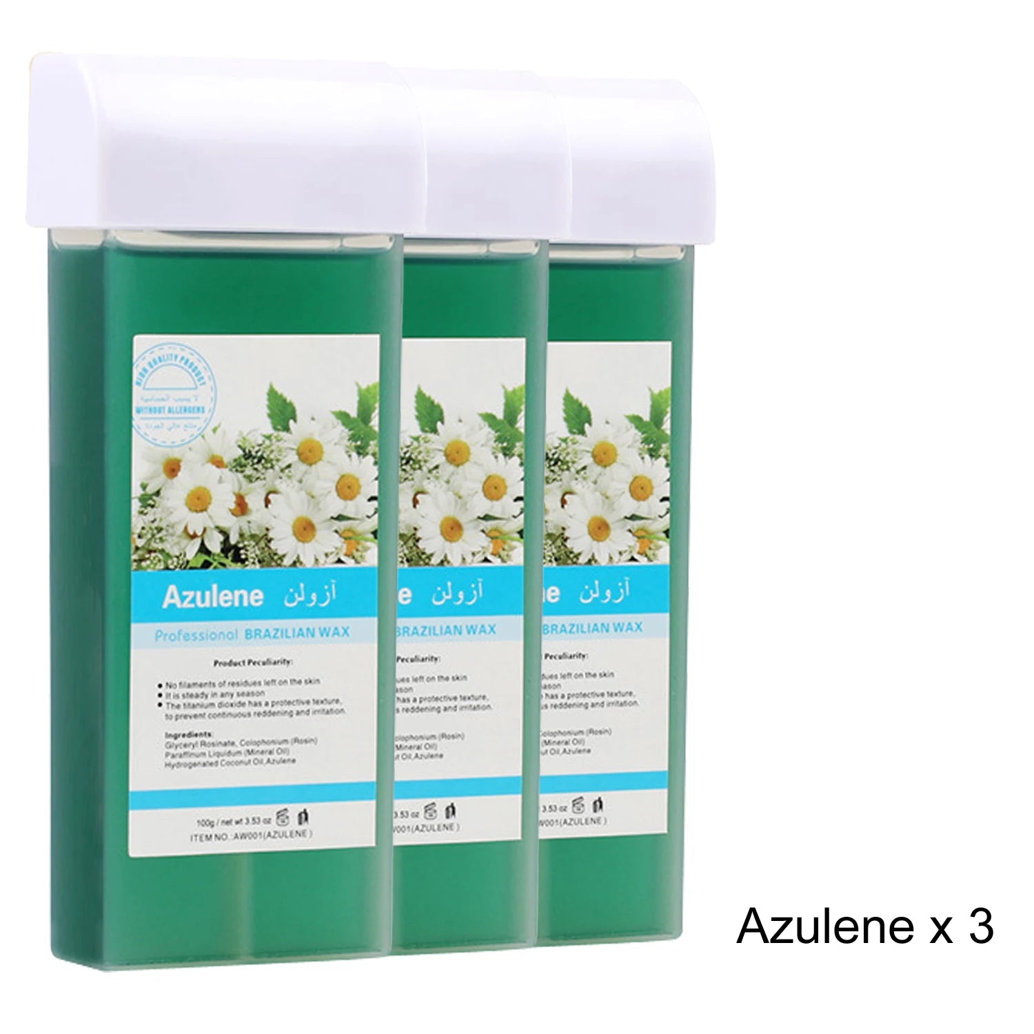 Roll-On Soft Wax Refill Kit – Body Hair Removal Wax Cartridges Depilatory Wax Kit Zpaxo 072-AzuleneX3