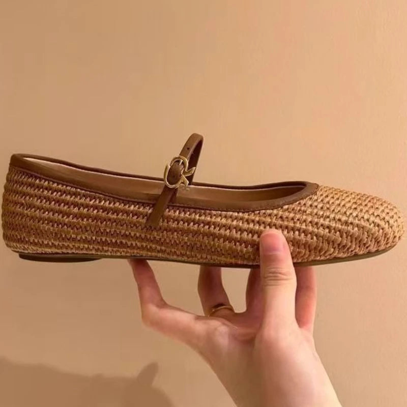 Spring Summer 2025 Shoes Weaving Hollow Out Design Sandals Square Toe