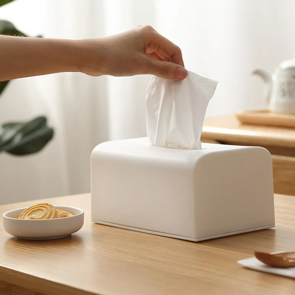 Large White Paper Storage Box Heavy Duty Plastic Tissue Case Elegant