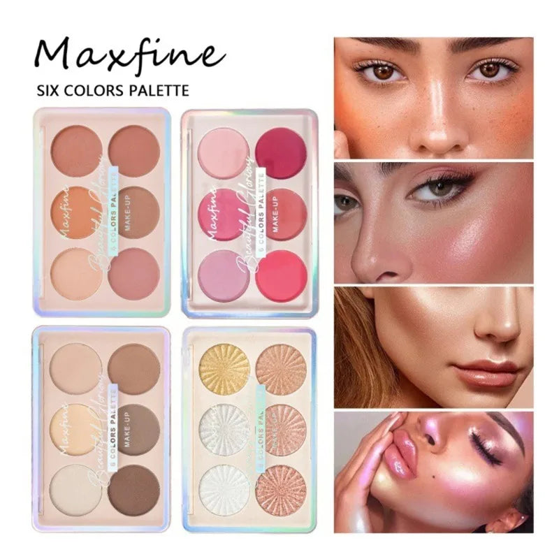 6-color Blush Contouring All-in-one Palette Pearlescent Matte Powder