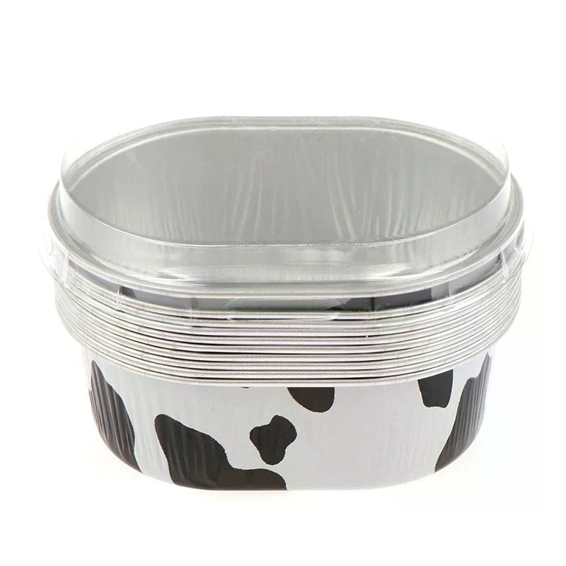 100Pcs 68ML Aluminum Foil Oval Non-Stick Baking Cups Cake Containers With Clear Lids Heat Resistant For Cakes Zpaxo