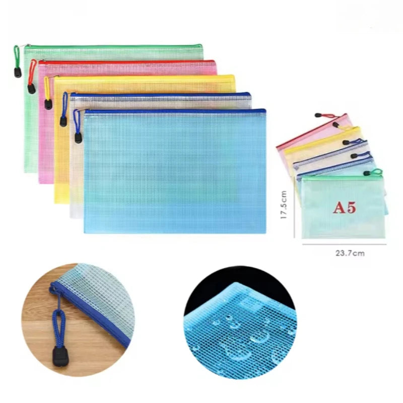 10-Pack Mesh Zipper Pouches A4 A5 A6 Document File Folders Mesh File Pouches Zpaxo