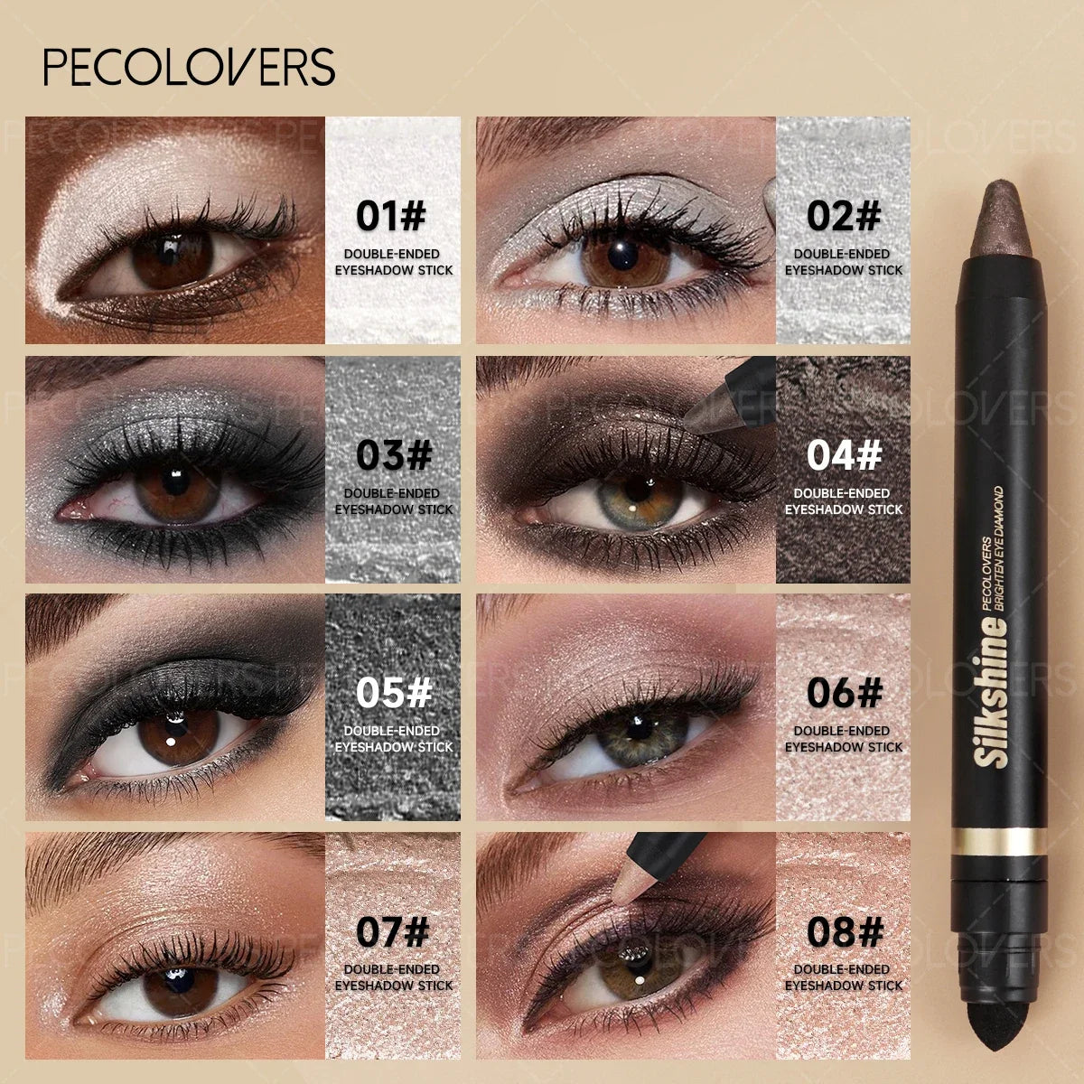 1PC Metal Double Head Eyeshadow Sticks - Soft, Waterproof, Matte and Glitter Tones, The Perfect Christmas Gift for Girls Zpaxo