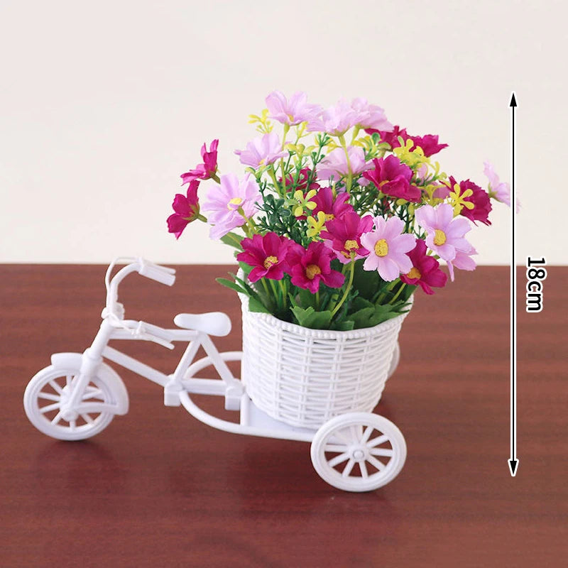 MRattan Flower Basket Vase Tricycle Bicycle Model Home Garden Wedding Zpaxo A7