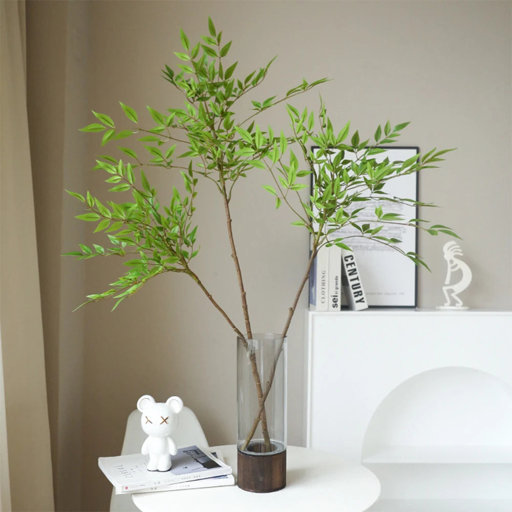 75-140cm Artificial Plants Nandina Tree Green Tall Plants Fake Leaves Plants Faux Branches for Home Garden Office Decor Zpaxo