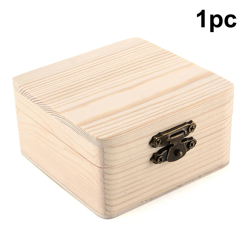 ▶1/2PCS Wooden Square Hinged Storage Box Craft Gift Box Handmade Case Home Sundries Storage Box, 8x8x4.7cm Zpaxo 1pc