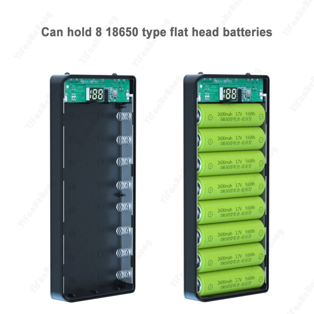 DIY Shell 8*18650 Battery Holder Power Bank Case Dual USB Mobile Phone Charger TypeC 18650 Battery Storage Box For Iphone Xiaomi Zpaxo