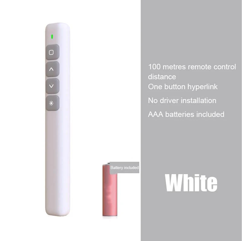 Wireless Presenter Remote Control RF USB Projector Page Turning Pen Zpaxo White