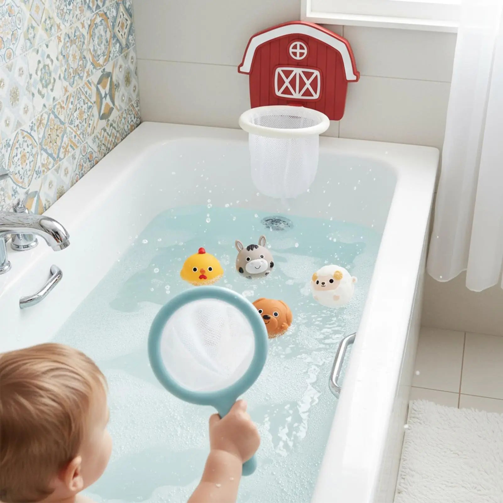 Kids Bath Toys Interactive Fun Pool Game Bathtub Basketball Hoop Suction Cups For Kids Boys Girls Traveling Pool Beach Bathroom Zpaxo