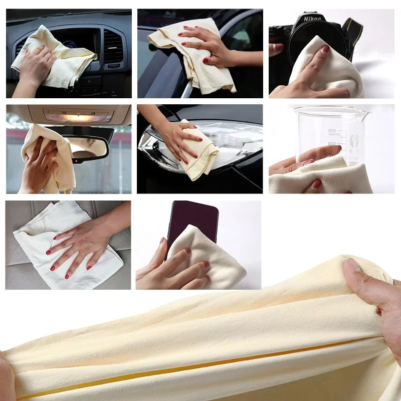 Car Wash Towel Chamois Clean Natural Leather Cloth Auto Home