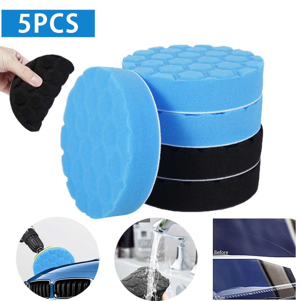 5Pcs Polishing Pad Kit 3/4/5/6/7 Inch Car Foam Buffing Pads Automobile Sponge Durable Buffer Mat Dremel for Car Glass Polisher Zpaxo