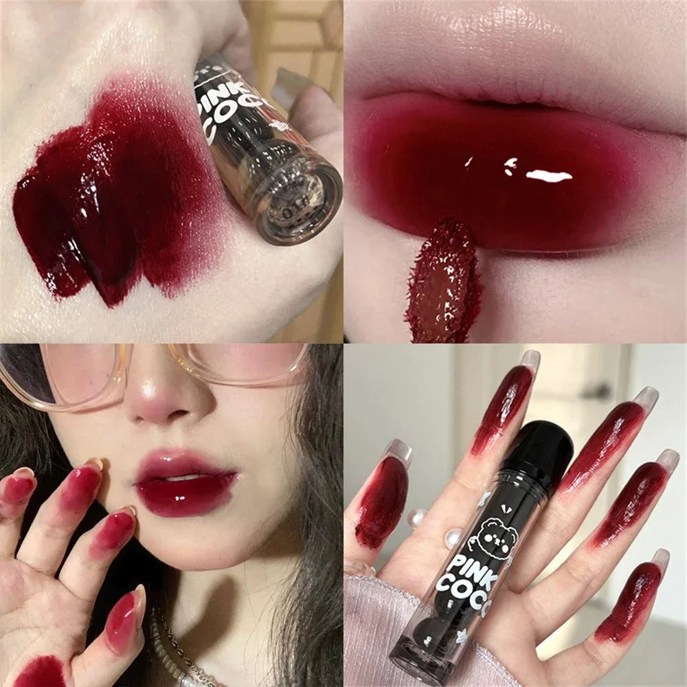 Dark Red Brown Mirror Lip Glaze Water Light Moisturizing Non-fading Zpaxo