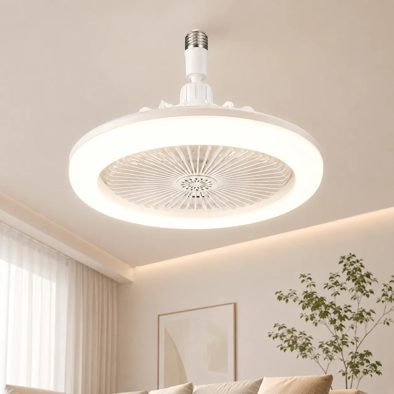 3 in 1 E27 Ceiling Fan Light with Remote Control Rotatable LED Lamp Converter Base for Bedroom Living Room Kitchen Home Decor Zpaxo