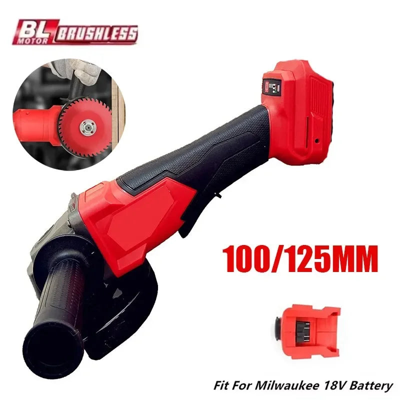 Fit Milwaukee 18V Battery Brushless Angle Grinder 3 Gears 100