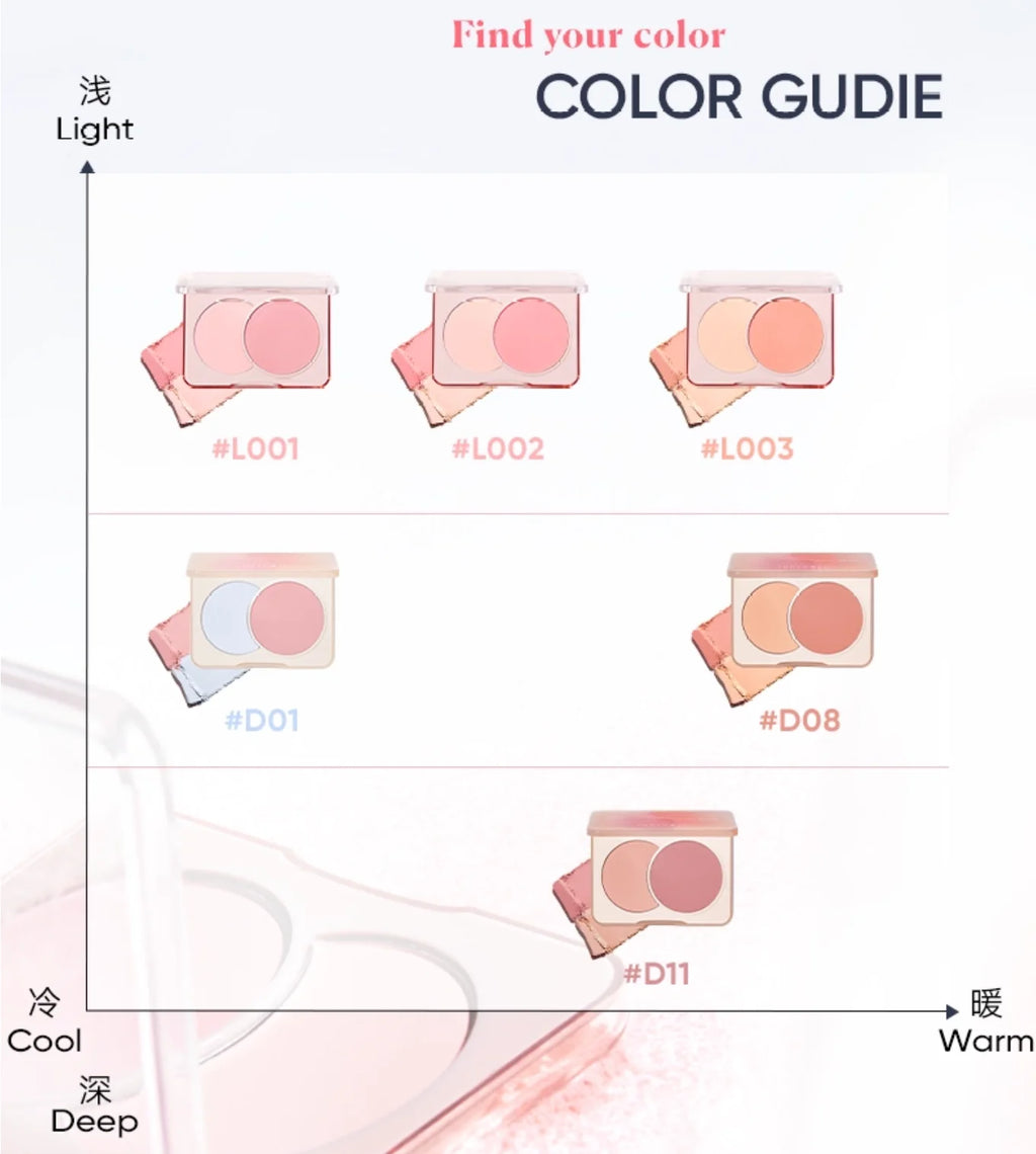 Judydoll Dual -Color Blush Combination Blusher Highlighter 2in1 Swelling Color Cheek Natural Original Makeup Cosmetics Zpaxo