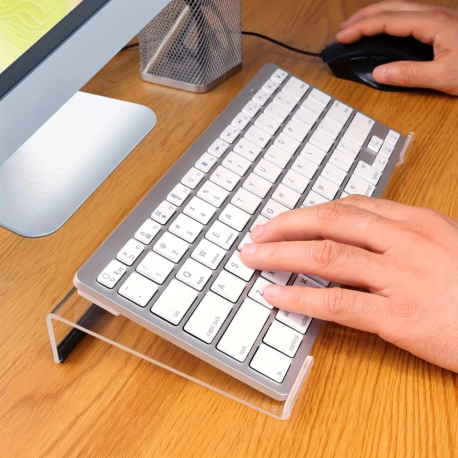 Acrylic Keyboard Stand, Compact Desktop Lifter for Keyboard and Mini PC, Mixed Color, Uncharged, Durable Material Zpaxo