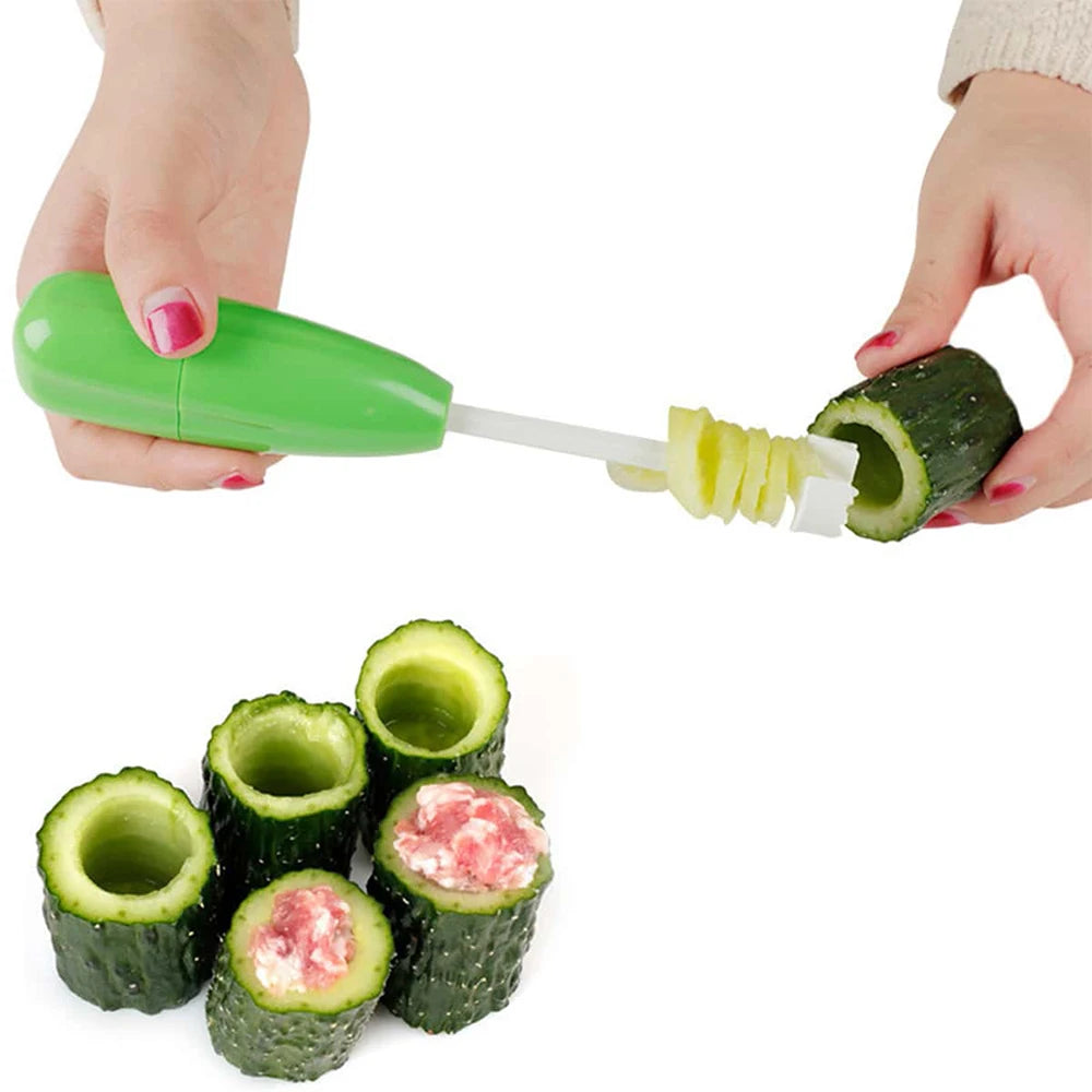 Veggie Corkscrew Carver Set Vege Drill Digging Device Corer Vegetable Spiral Cutter Spiralizer Kitchen Gadget Zpaxo