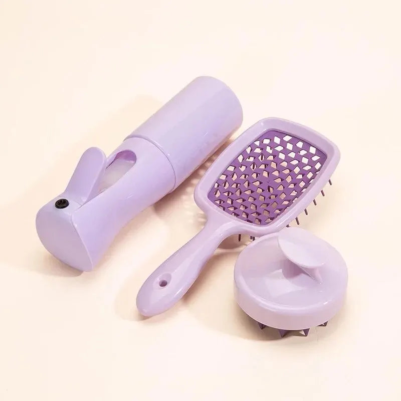 Shampoo Brush Scalp Massage Spray Bottle Dispenser Bottle Hollow Comb Styling Comb Hair Set Zpaxo