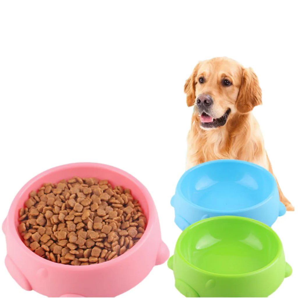 Dog Bowls Food Water Pet Dish Non-slip Base Cute Candy Plastic Feeder