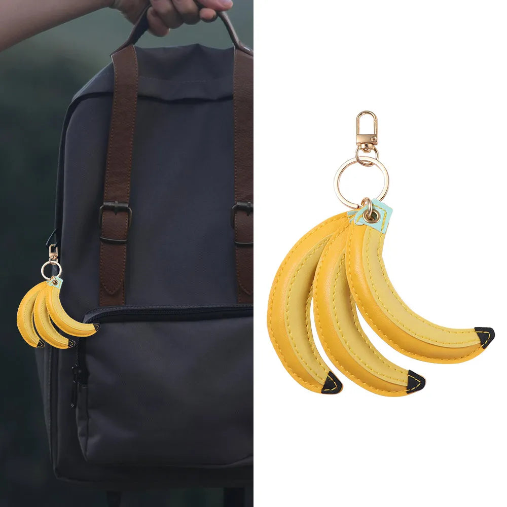 Cute Fashion Fruit Banana Keychain PU Banana Simulation PU Leather Pendant Waterproof Korean Style Fruit Key Ring Outdoor Zpaxo