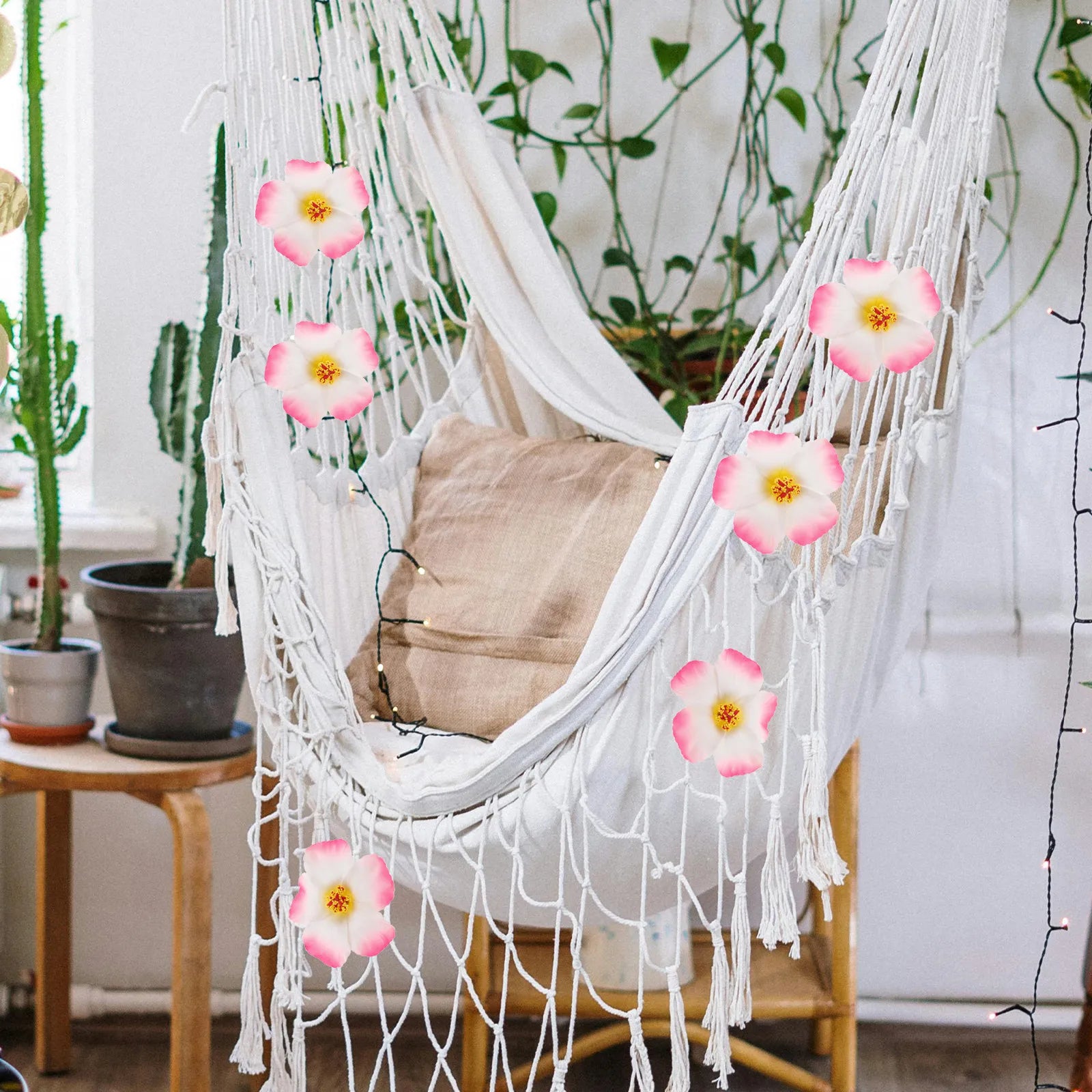 10Pcs Artificial Hibiscus Flowers Realistic Hawaiian Faux Flowers for Tropical Luau Beach Wedding Party Decoration Supplies Zpaxo