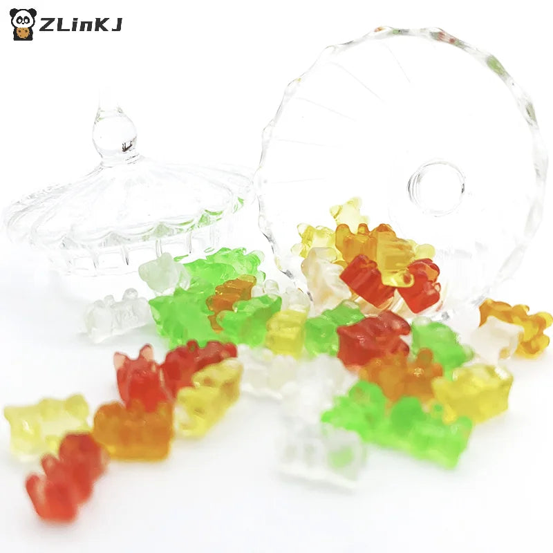 ▶20Pcs Mini Resin Colorful Bear Ornaments DIY Crafts Dollhouse Candy Decoration Zpaxo