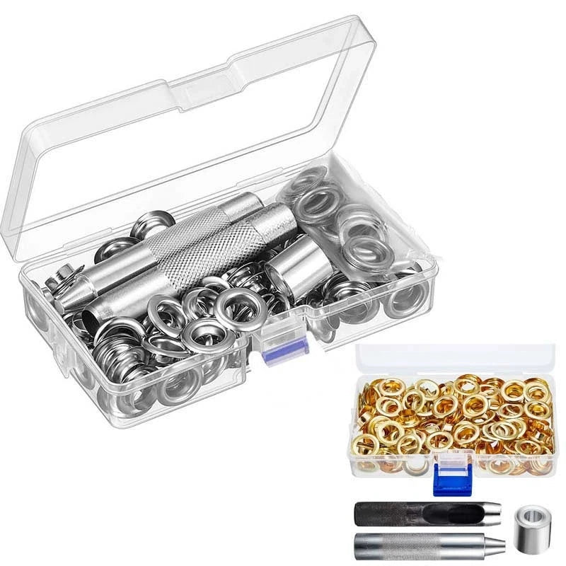 Grommet Tool Kit 100 Sets Grommets Eyelets 6mm 10mm 12mm 14mm Inside Diameter Silver for Clothes Shoes Bag Leather Crafts DIY Zpaxo silvery 6 mm