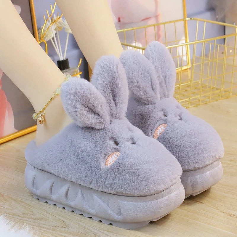 White Rabbit Hare Slippers Women's Cute Animal Platform Home Mules Zpaxo