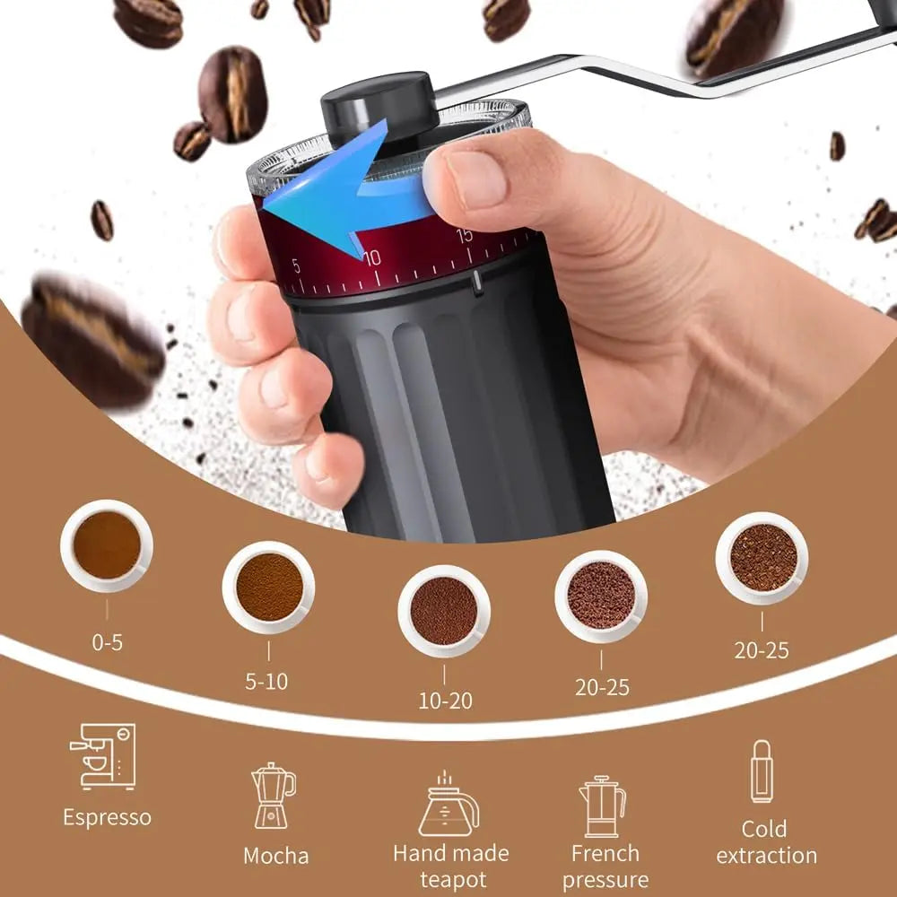 Manual Coffee Grinder with Adjustable Settings, Portable Hand Crank Coffee Bean Mill for Home Travel Camping Zpaxo