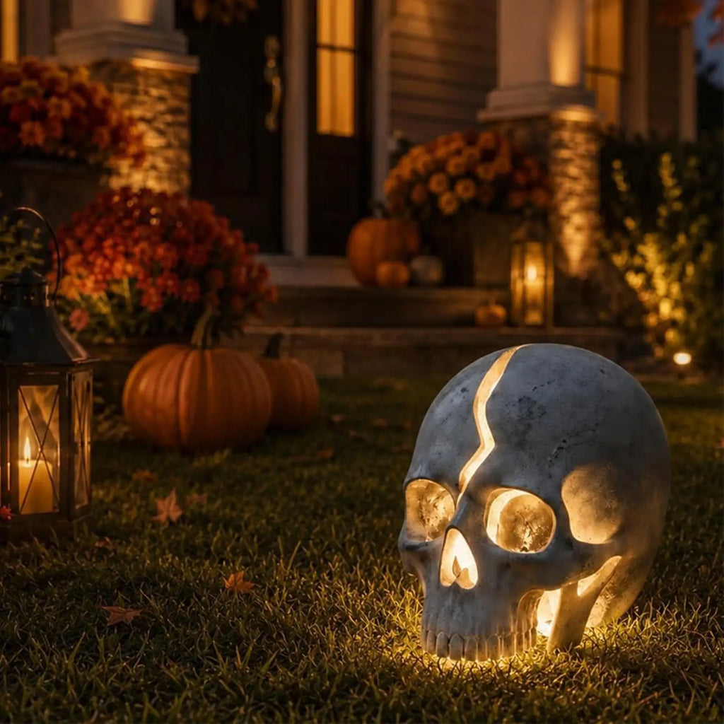 Halloween Outdoor Lighting Resin LED Solar Powered Spooky Gothic
