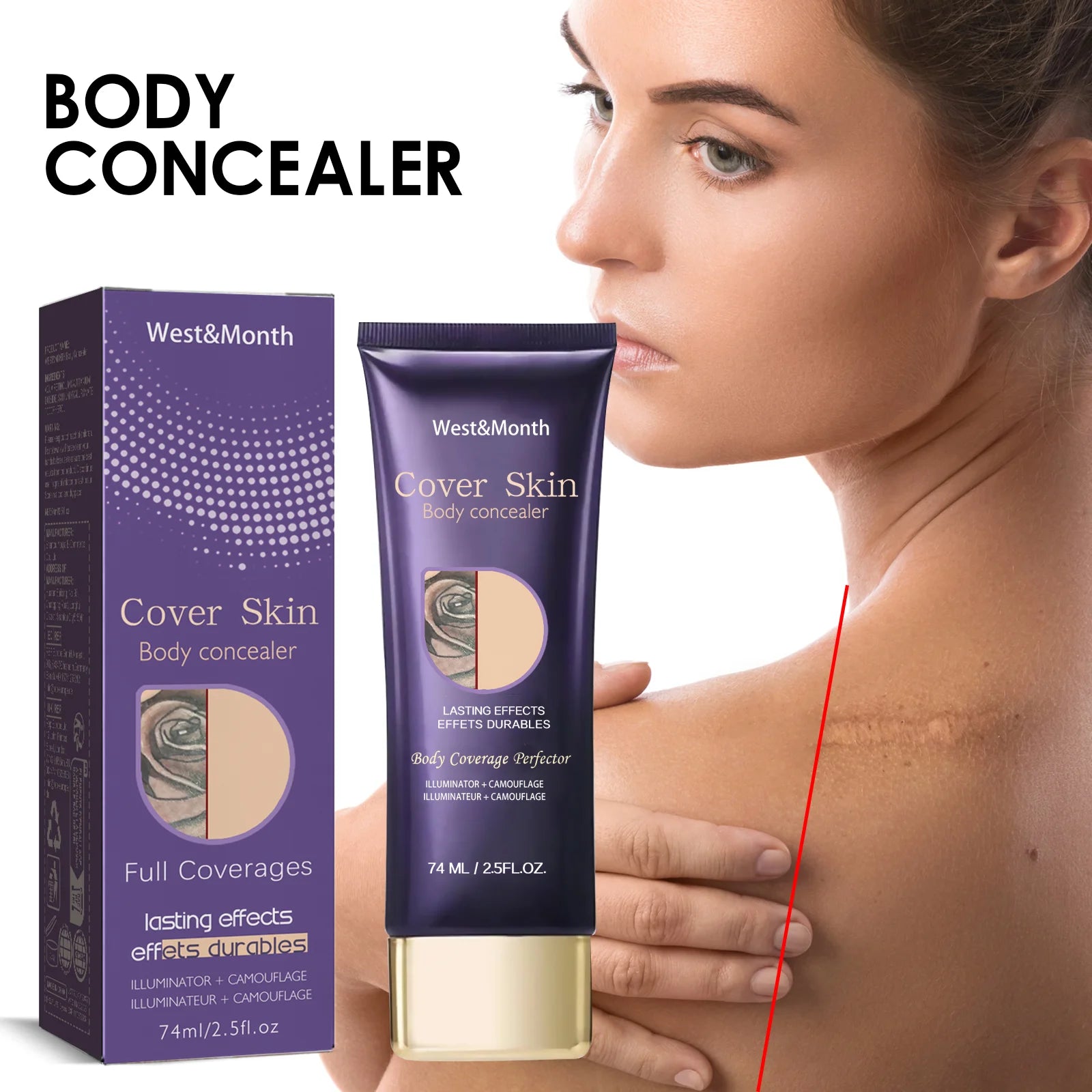 74ml Natural Tattoo Concealer Long Lasting Waterproof Tattoo Scars Cover Cream Body Coverage Makeup Foundation Cream For Women Zpaxo
