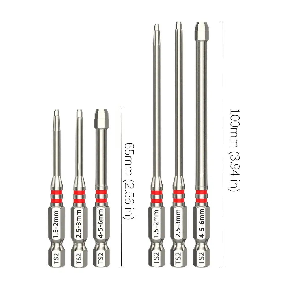 6-Piece Pagoda Step Hex Screwdriver Bits – S2 Steel Magnetic Hex Screwdriver Bit Set Zpaxo 2sets