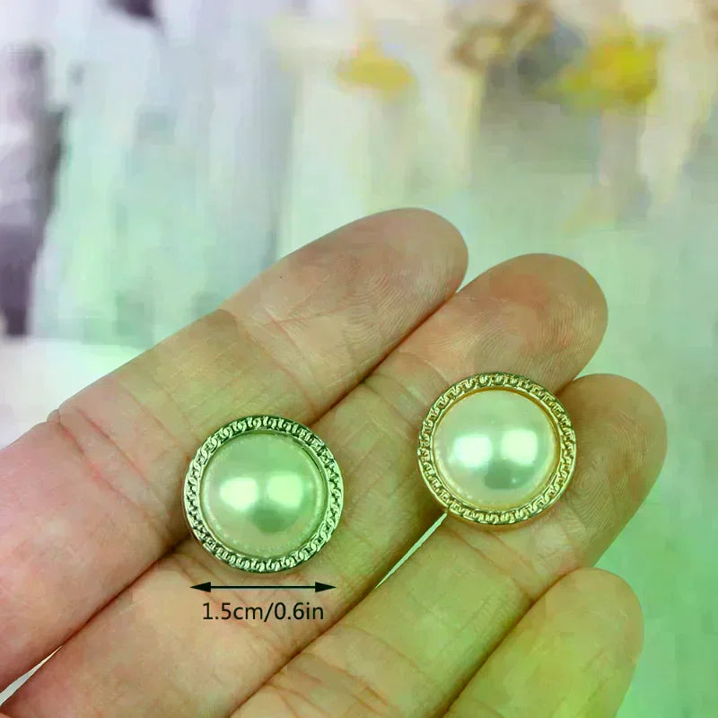 DIY Craft Decoration Pearl Metal Shank Buttons for Sewing Scrapbooking 10pcs Zpaxo