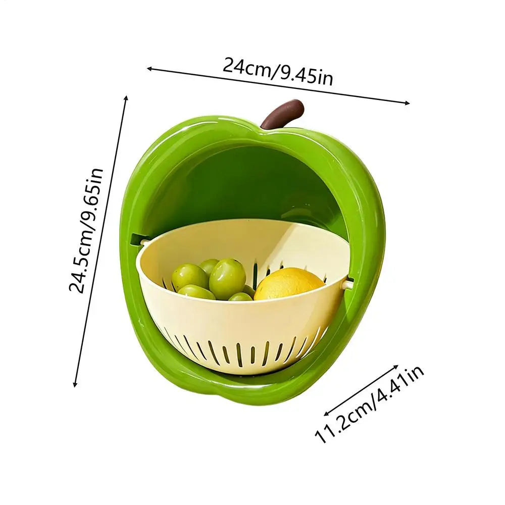 Apples Shape Fruit Strainer Thick Plastic Fast Draining Colander Zpaxo Green