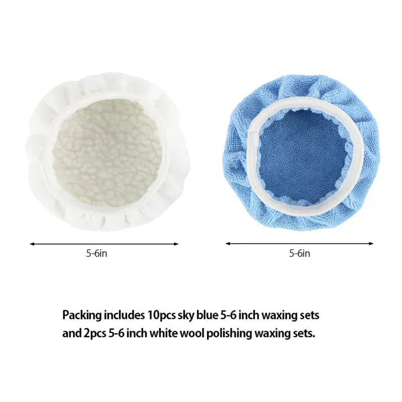 12pcs Car Polishing Disc Auto Waxing Applicator 5-6 inches Microfiber Bonnet Polisher Pad Polishing Accessories Cleaning Tool Zpaxo