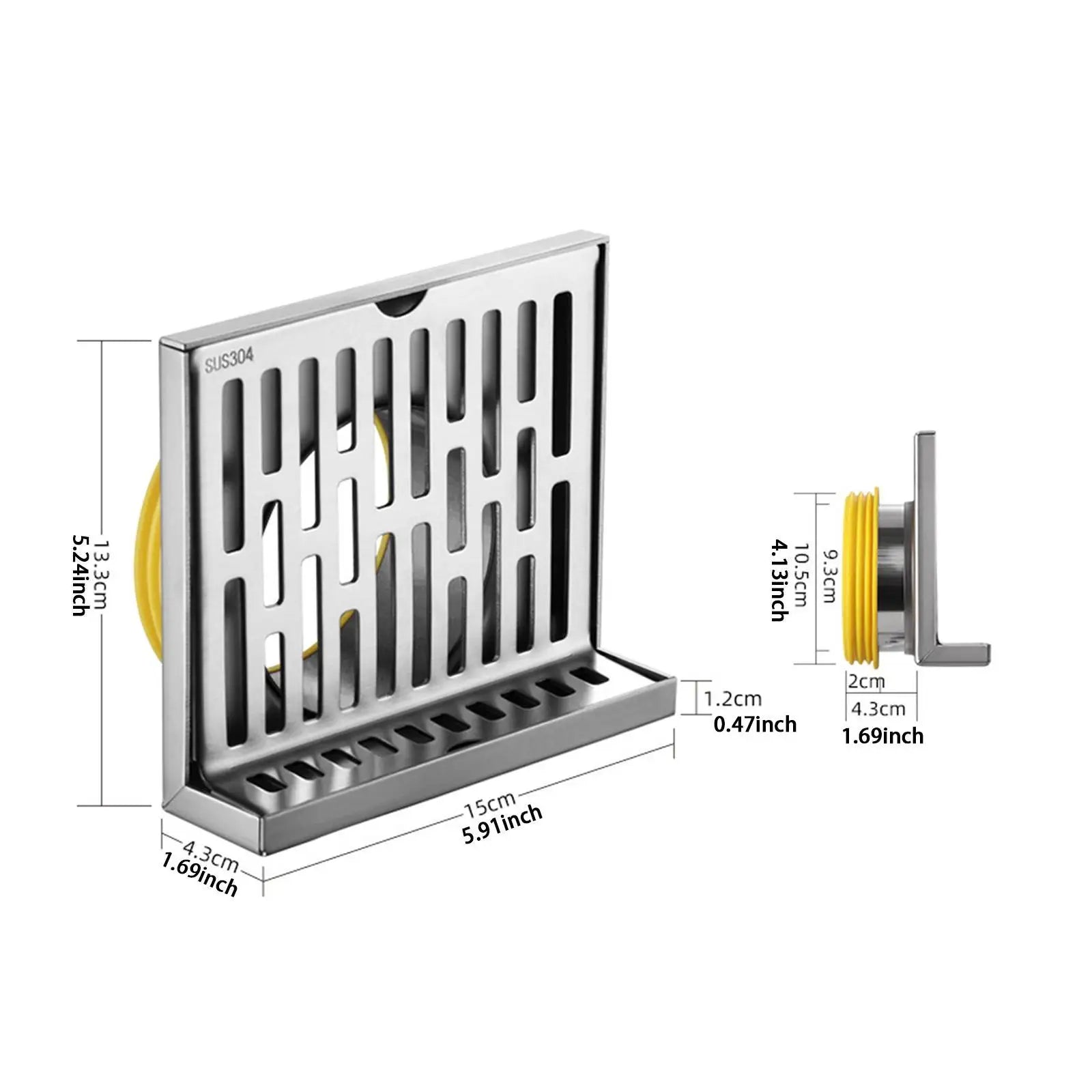 Stainless Steel Side Drain L Shape 90 Degree Pipe Drain Corner Floor Drain Side Drain for Bathroom Kitchen Shower Balcony Zpaxo