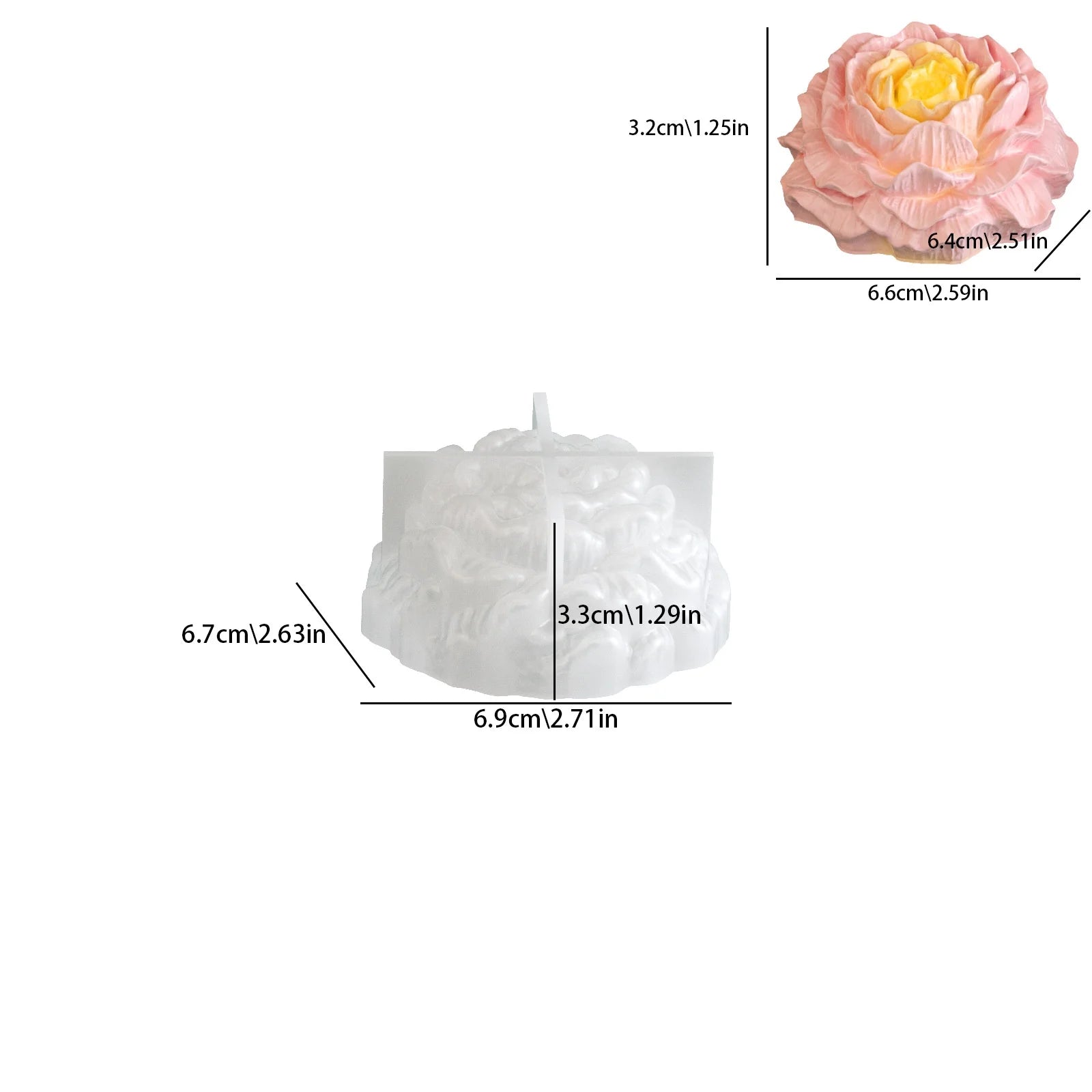3D Large Peony Silicone Mold – Candle, Soap & Resin DIY
