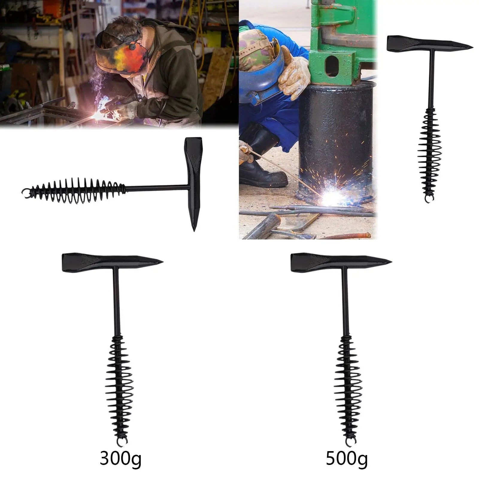 Welding Hammer with Coil Spring Handle, Double Head Hammer, Compact Slag Hammer, Hand Tool for Arc Welding, Electrician Zpaxo