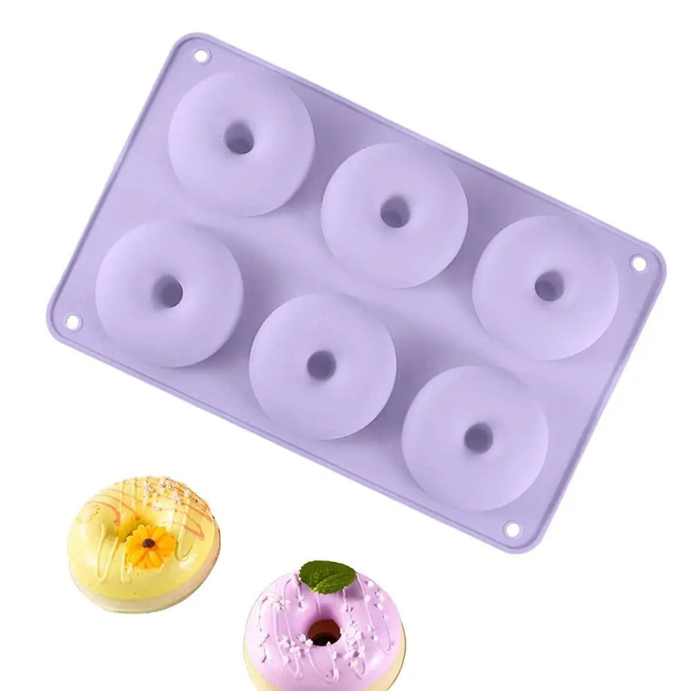 6-Cavity Silicone Donut Mold – Non-Stick Baking Mold Silicone Baking Mold Zpaxo Purple