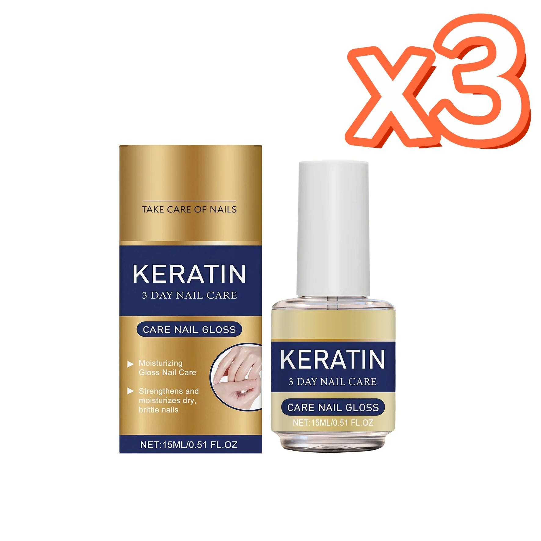 Keratin Nail Care Oil – Repair & Strengthen Brittle Nails (15ml) Nail Treatment Oil Zpaxo 15ml Boxed x 3