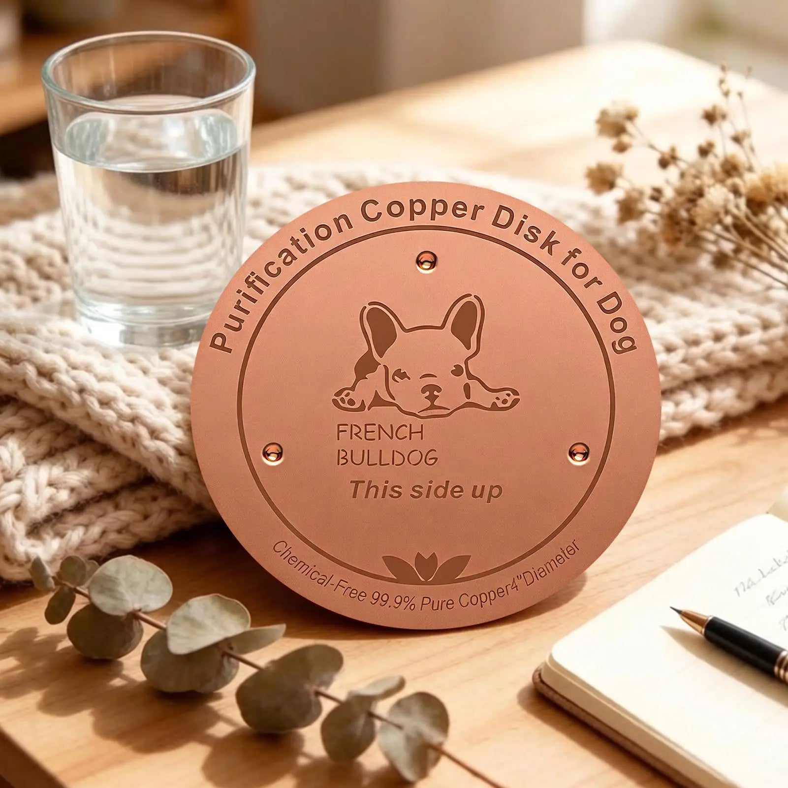 Copper Disk Dog Water Bowl Round Thick Cleaning Dispenser